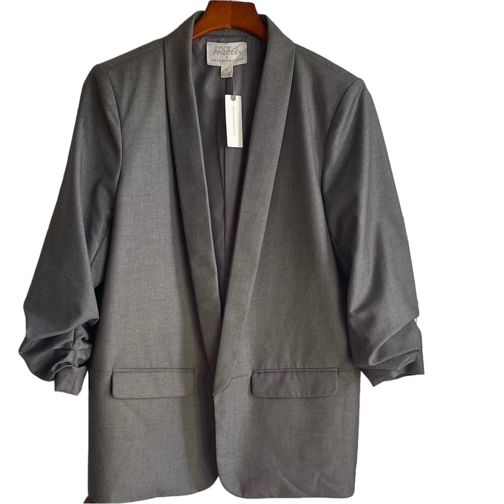 Anthropologie Mare Mare Gray Cinched Sleeve Blazer